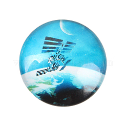 Starry Sky Printed Glass Half Round/Dome Cabochons&nbsp;GGLA-N004-16mm-D