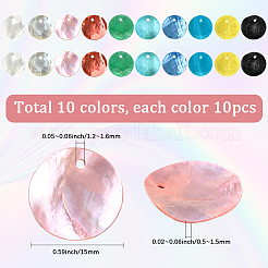 100Pcs 10 Styles Dyed Natural Shell Pendants&nbsp;SSHEL-SC0001-47