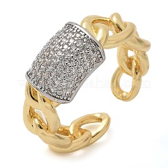 Brass Micro Pave Clear Cubic Zirconia Cuff Finger Rings for Women&nbsp;RJEW-B112-16GP