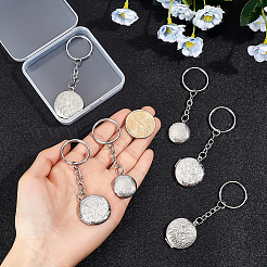 6Pcs 3 Styles Stainless Steel Pattern Locket Pendant Keychains&nbsp;KEYC-ME0001-17B