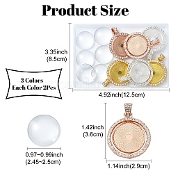 DIY Blank Dome Alloy Crystal Rhinestone Pendant Making Kits&nbsp;DIY-YW0009-87