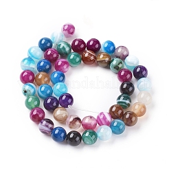 Natural Striped Agate/Banded Agate Beads Strands&nbsp;G-G582-6mm-46