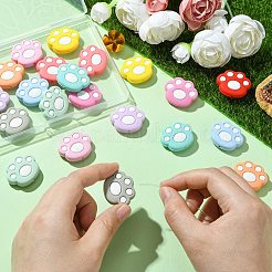 22Pcs 11 Colors Cat Paw Print Food Grade Eco-Friendly Silicone Focal Beads&nbsp;SIL-CJ0001-34