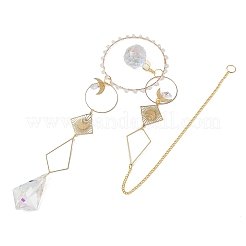 Moon Iron & Glass Hanging Suncatchers&nbsp;HJEW-F025-02G