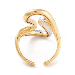 Brass Wave Open Cuff Ring for Women&nbsp;RJEW-C102-21GP