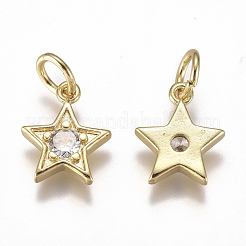 Brass Micro Pave Cubic Zirconia Charms&nbsp;ZIRC-F111-10G-08