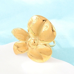 304 Stainless Steel Flower Cuff Open Rings&nbsp;RJEW-Z137-04G