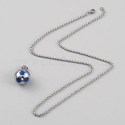304 Stainless Steel Football Pendant Necklace with Rolo Chains for Women&nbsp;NJEW-SZC0003-02P
