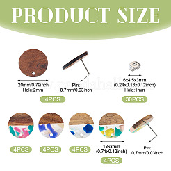 Walnut Wood Flat Round Stud Earrings&nbsp;MAK-TA0001-24