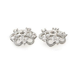 Flower Brass Clear Cubic Zirconia Bead Caps&nbsp;KK-V008-05P