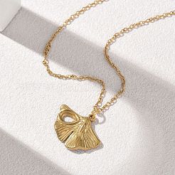 304 Stainless Steel Ginkgo Leaf Pendant Necklaces&nbsp;SA-CBA5A8D-05G