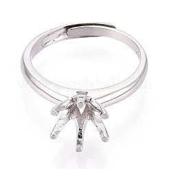 Rhodium Plated 925 Sterling Silver Engagement Solitaire Ring Settings&nbsp;STER-T008-20P