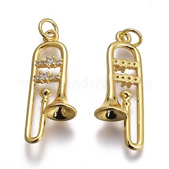 Brass Micro Pave Clear Cubic Zirconia Pendants&nbsp;ZIRC-Z008-37G