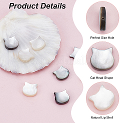 8Pcs 2 Styles Natural White Shell & Natural Black Lip Shell Beads&nbsp;SSHEL-HY0001-03