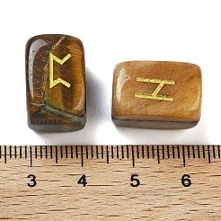 Rectangle Natural Tiger Eye Rune Stones&nbsp;G-Z059-01D