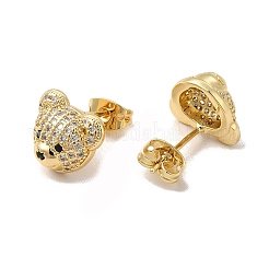 Cubic Zirconia Bear Stud Earrings&nbsp;X-EJEW-G341-01G