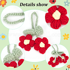 5Pcs 5 Colors Crochet Puff Flower Pendant Decorations with Adjustable Leaf&nbsp;DIY-FG0004-12