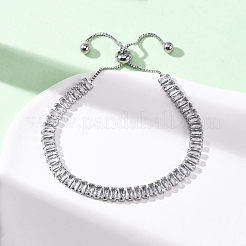 304 Stainless Steel with Clear Cubic Zirconia Link Chain Bracelets&nbsp;BJEW-G754-03P-01