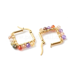 Cubic Zirconia Beads 201 Stainless Steel Hoop Earrings&nbsp;EJEW-JE04554-04