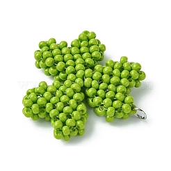 Glass Seed Beaded Clover Pendants&nbsp;PALLOY-MZ00530