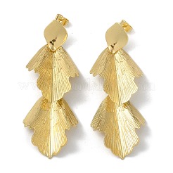 Leaf Shape Brass Stud Earrings&nbsp;EJEW-K257-04G