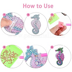 DIY 5D Sea Horse Diamond Painting Keychain Kit&nbsp;DIY-WH0161-59A