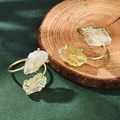 Natural Lemon Quartz Cuff Rings&nbsp;RJEW-B122-02G-01