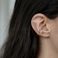 Two Tone 304 Stainless Steel Cuff Earrings&nbsp;WG02975-01
