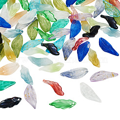 75Pcs 15 Colors Transparent Glass Leaf Pendants&nbsp;GLAA-TA0003-30