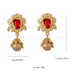 Zinc Alloy Glass Flower Dangle Stud Earrings&nbsp;FS-WGDBC78-01