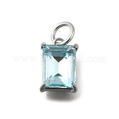 Rectangle Brass with Glass Charms&nbsp;KK-G525-05P