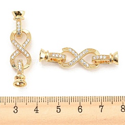 Rack Plating Brass Pave Clear Cubic Zirconia Fold Over Clasps&nbsp;KK-D053-01G