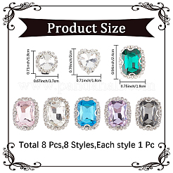 8Pcs 8 Styles Iron & Glass Shoe Buckle Clips&nbsp;FIND-CP0002-96