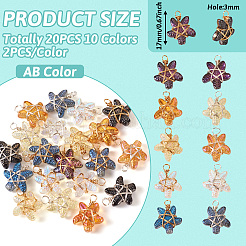 20Pcs 10 Colors Glass Pendant&nbsp;PALLOY-TAC0109