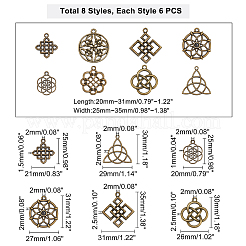 48Pcs 8 Style Tibetan Style Alloy Pendants&nbsp;TIBE-PH0001-19AB