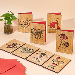 Rectangle with Pattern Wooden Greeting Cards&nbsp;DIY-CP0006-75D
