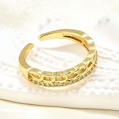 Brass Micro Pave Clear Cubic Zirconia Cuff Rings for Women&nbsp;RJEW-H247-23G