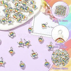 40Pcs 4 Styles CCB Plastic with Resin Colorful Stripe Pendants&nbsp;PALLOY-YW00188