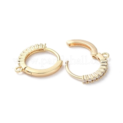 Brass Micro Pave Cubic Zirconia Hoop Earring Findings&nbsp;KK-P257-05G