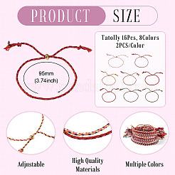 16Pcs 8 Colors Macrame Cotton Cord Slider Bracelets&nbsp;BJEW-TAC0060
