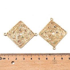 Brass Micro Pave Colorful Cubic Zirconia Hollow Connector Charms&nbsp;KK-K351-58A-G
