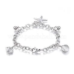 Tarnish Resistant 304 Stainless Steel Charm Bracelets&nbsp;BJEW-G544-10P