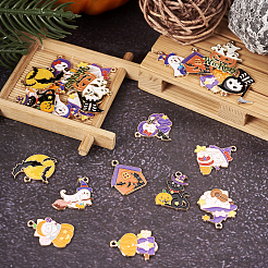 24Pcs 12 Style Halloween Theme Alloy Enamel Pendants&nbsp;ENAM-TA0001-51
