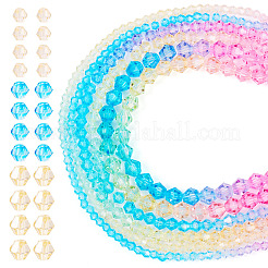 12 Strands 3 Styles Gradient Color Baking Paint Glass Bead Strands&nbsp;DGLA-TA0001-21E