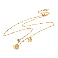 Ion Plating(IP) Summer Beach 304 Stainless Steel Clear Cubic Zirconia Satellite Chain Necklaces&nbsp;NJEW-S004-02G