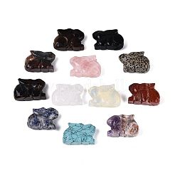 Natural & Synthetic Mixed Gemstone Rabbit Figurines Set&nbsp;G-Q615-05