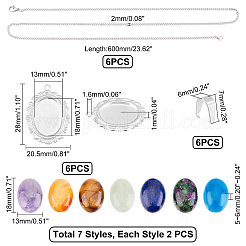 DIY Natural Mixed Stone Oval Pendant Necklace Making Kit&nbsp;DIY-UN0003-11