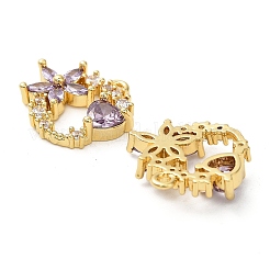 Brass Micro Pave Cubic Zirconia Pendants&nbsp;KK-B142-10G-01