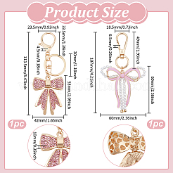 2Pcs 2 Styles Bowknot Alloy Enamel & Plastic Imitation Pearl Pendant Decoration&nbsp;HJEW-PH0001-94