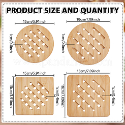 8Pcs 4 Styles Bamboo Cup Mats&nbsp;DJEW-GO0001-18